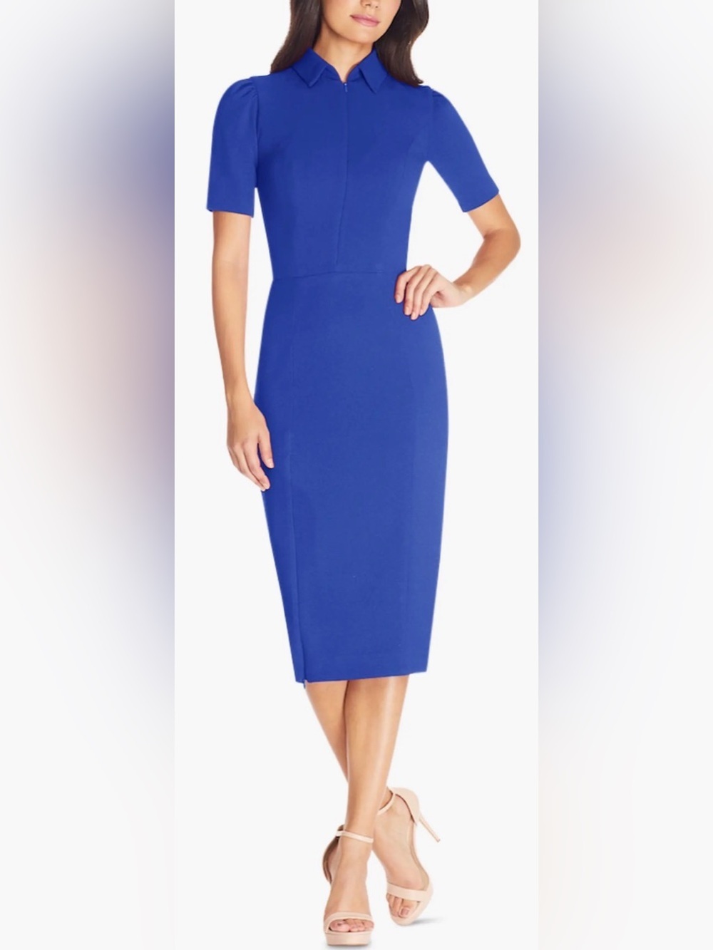 NEW Dress The Population Gloria cobalt blue collar dress sz S